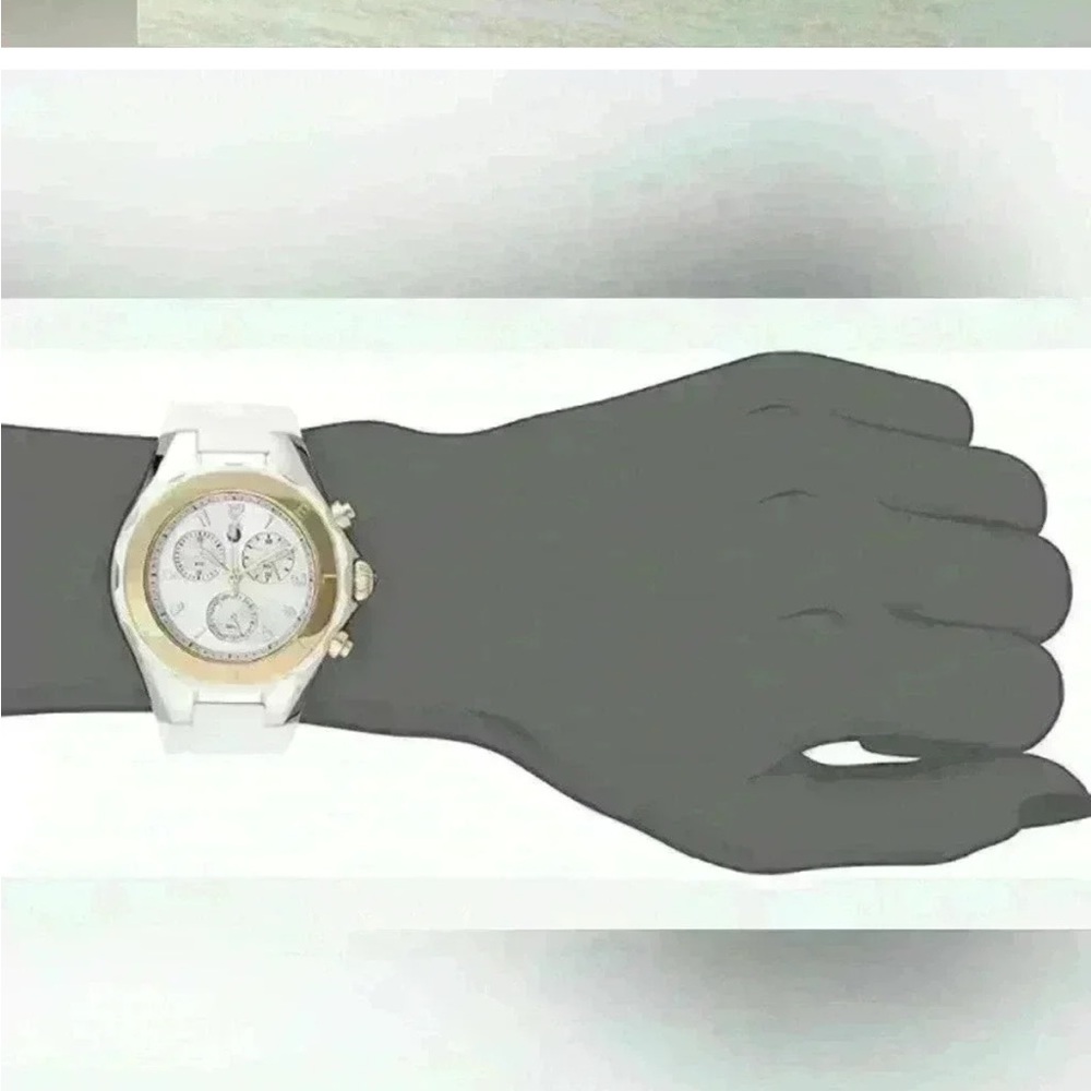 MICHELE TAHITIAN JELLY BEAN ROSE GOLD,WHITE SILICONE BAND WATCH-MWW12F000030 - Picture 3 of 9